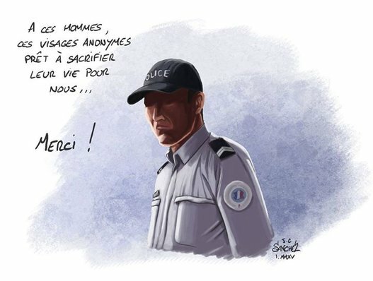 dessin de soutien Ã  la police aprÃ¨s les attentats