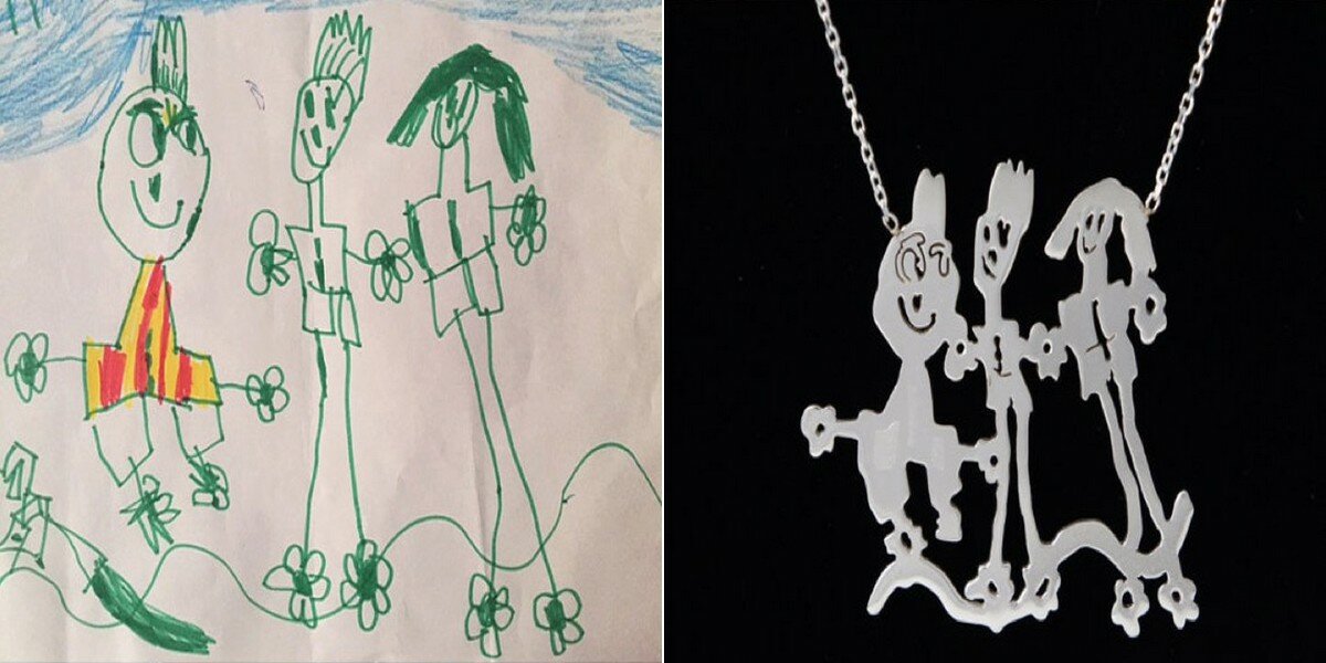 Deux femmes transforment des dessins d'enfants en bijou...
