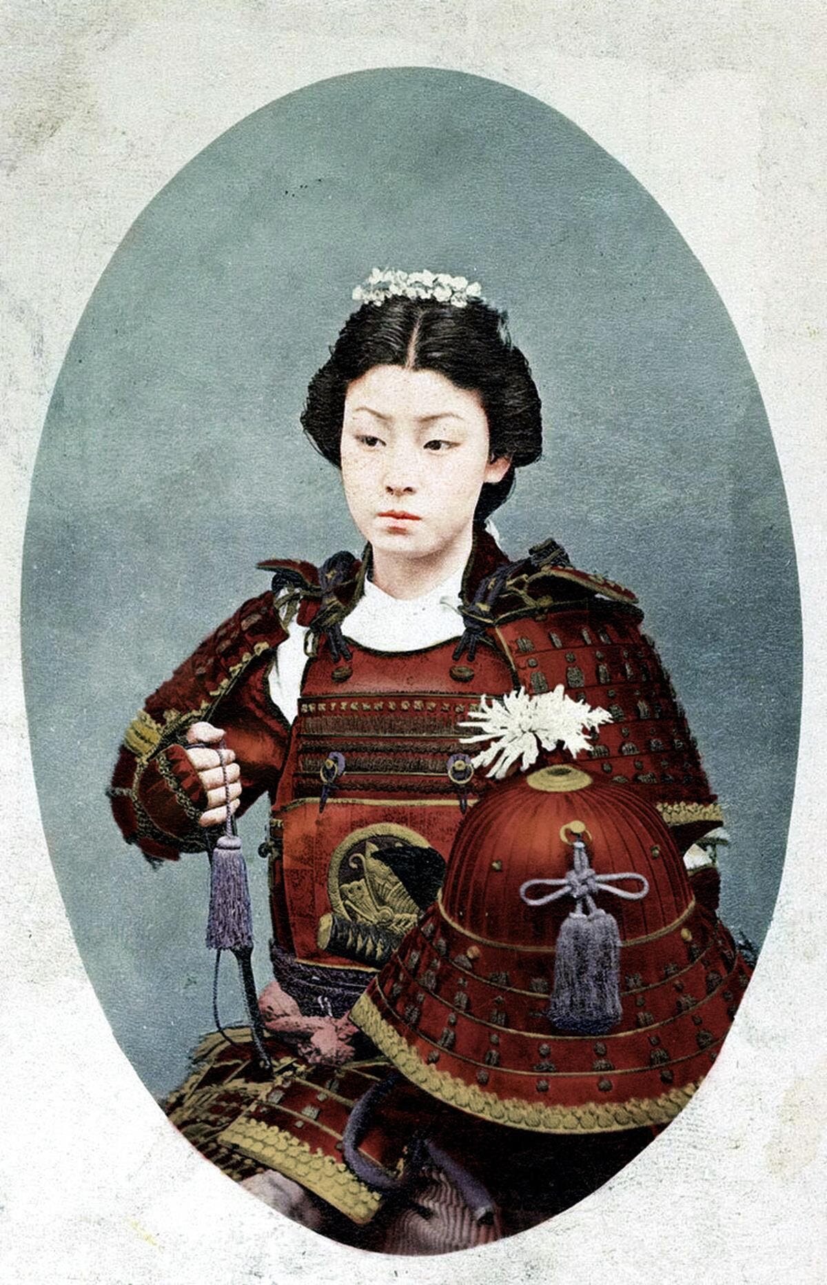 Samourai dernier photo rare Japon Pause caféin couleur femme