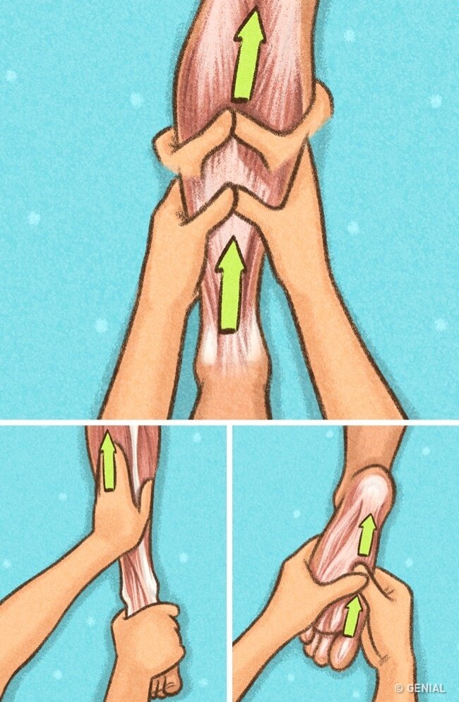 astuce massage jambes
