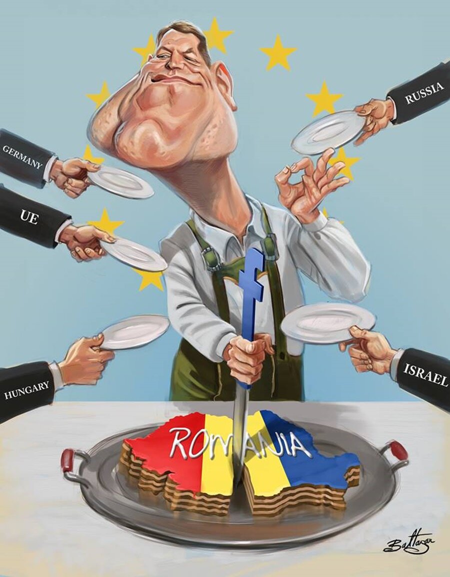 roumanie, gateau, président, découper