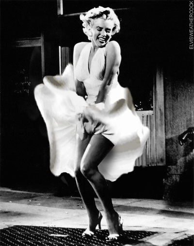 robe, blanche, marylin, vent