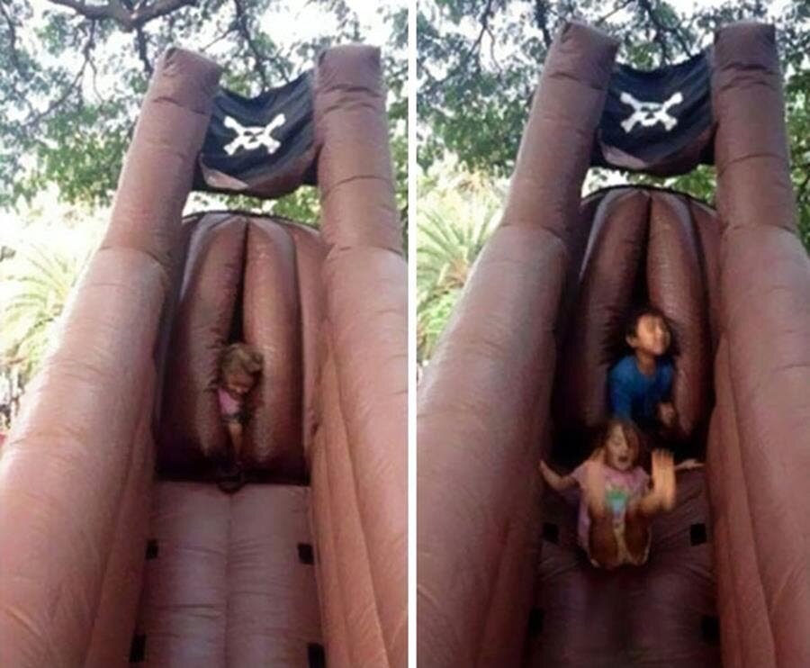 vagin, toboggan, gonflable