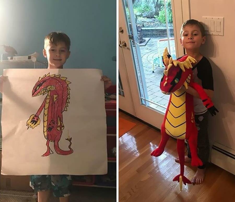 budsies, peluche, dessin, dragon