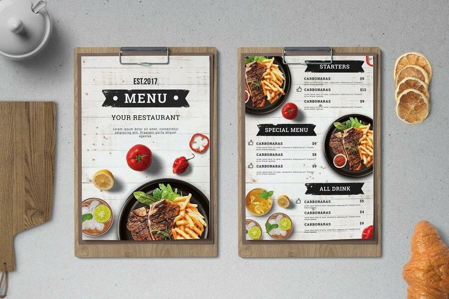 menu, restaurant