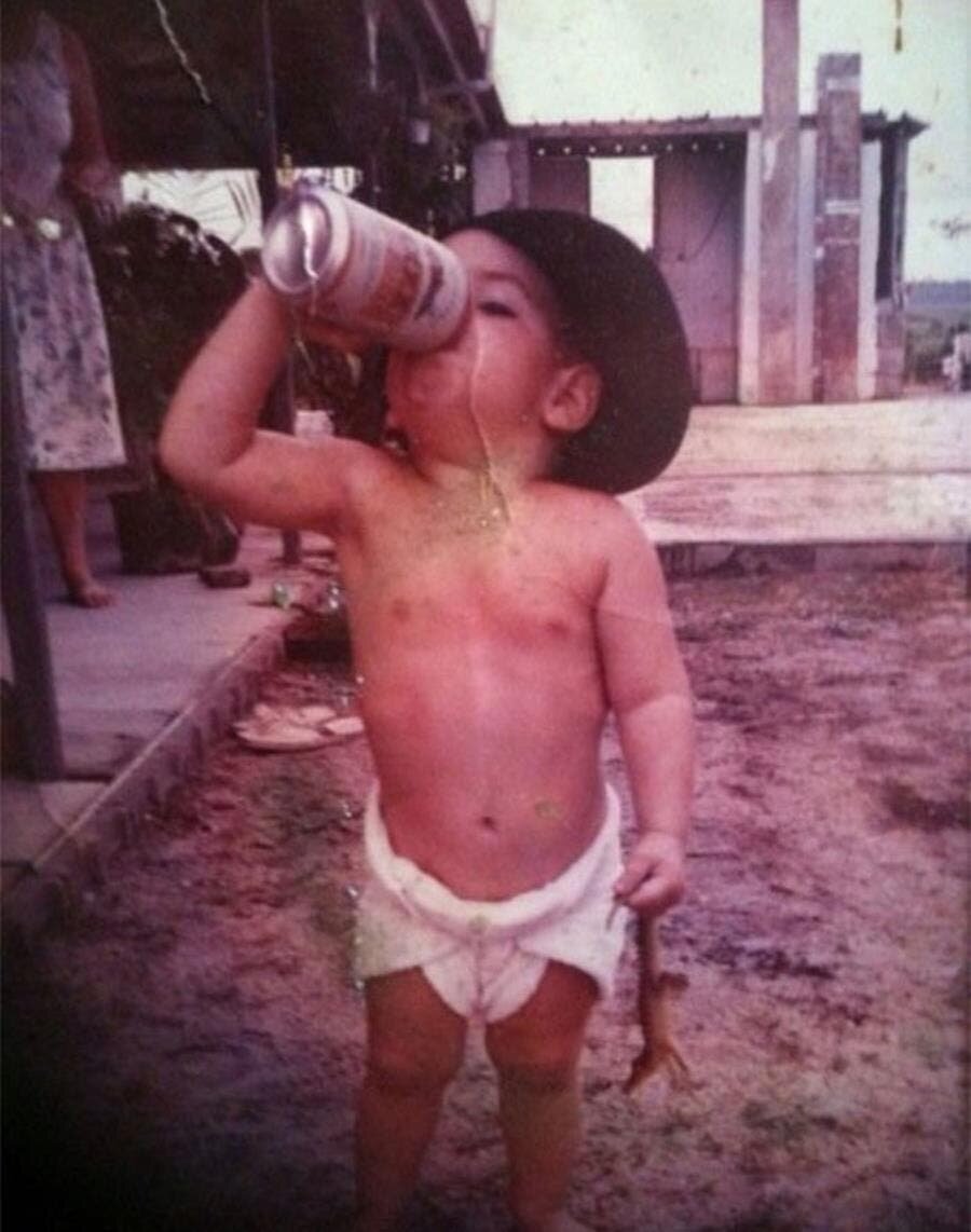 enfant, bière, crocodile