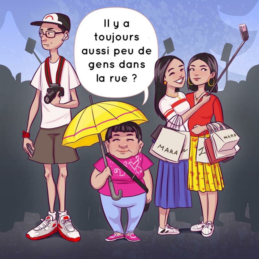 chine, bd, touristes