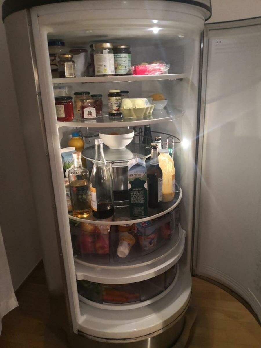 frigo, rond, Ã©tagÃ¨res