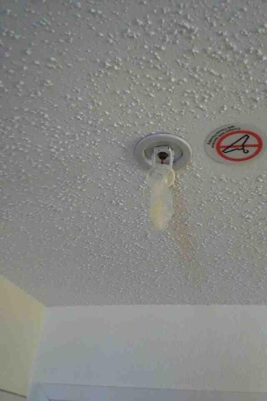 préservatif, accroché, plafond