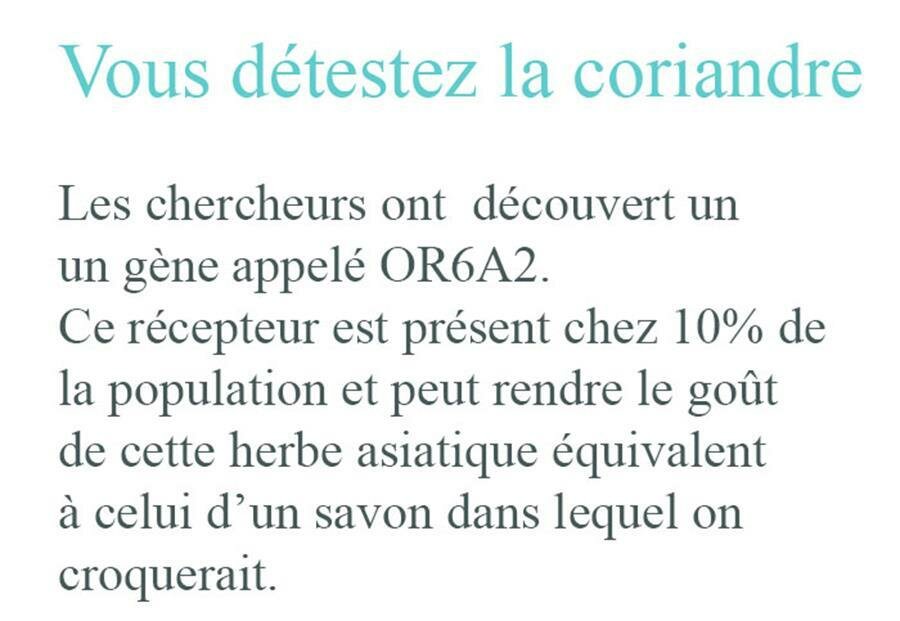 explication scientifique, coriandre