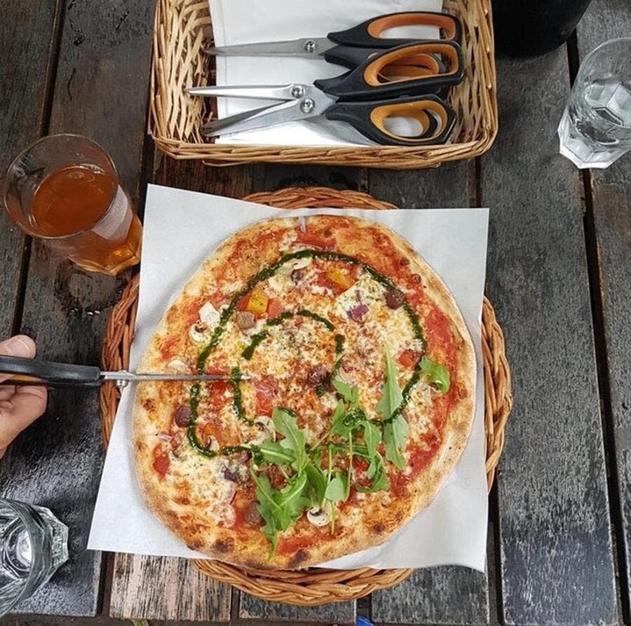 pizza, succulente, ciseaux
