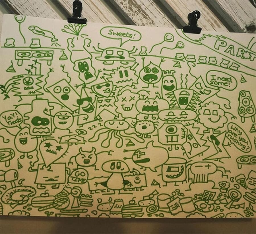 cahier, dessin, page