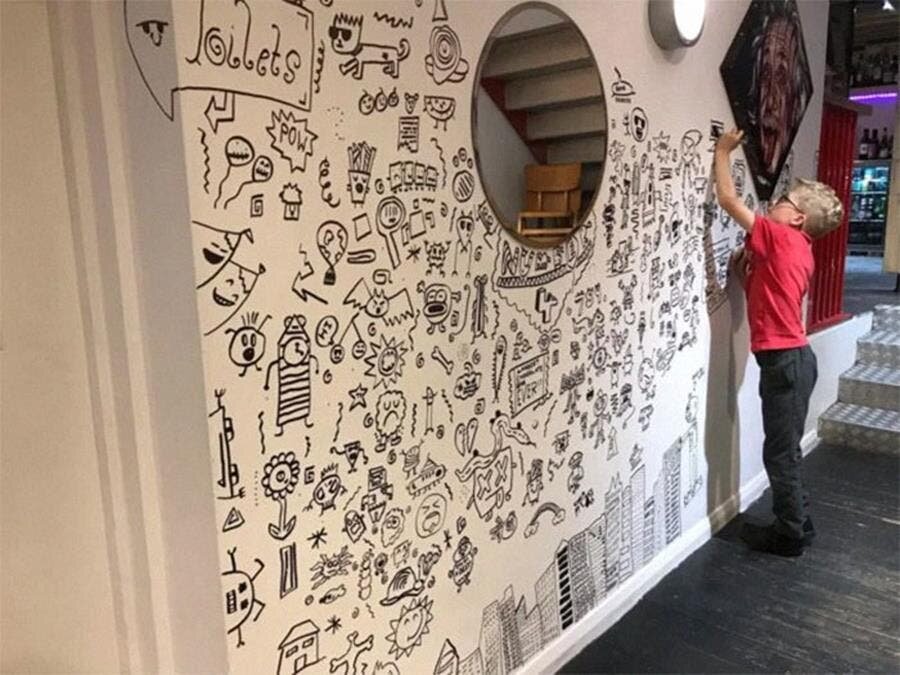 dessin, mur, doodle, joe whale
