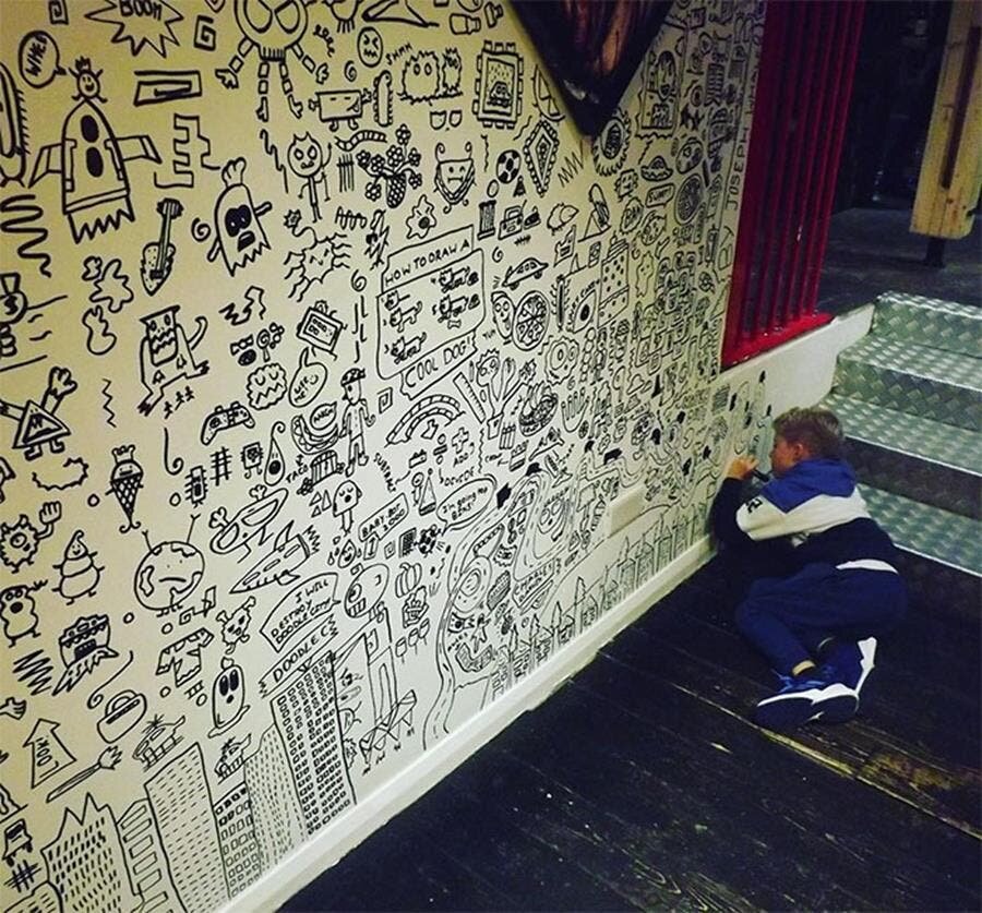 dessin, mur, doodle, joe whale