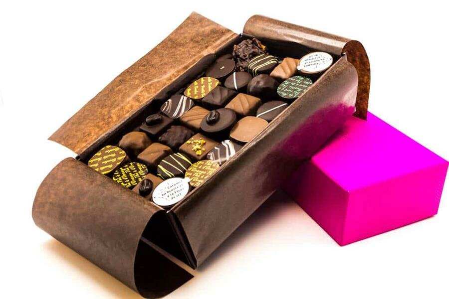 boîte de chocolats, ouverte