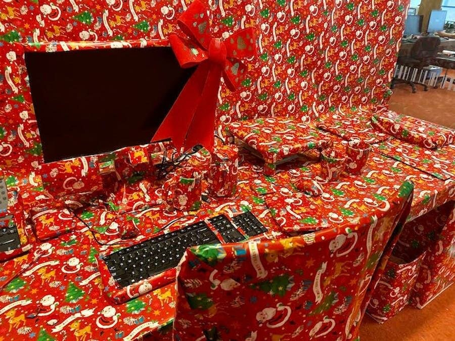 bureau, emballage, papier cadeau