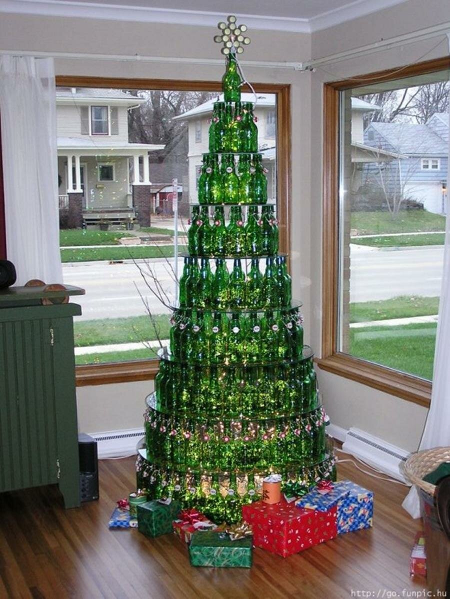 sapin de noël, original, bouteilles de bière