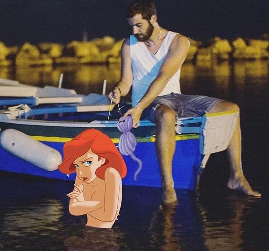 pêche, soutien gorge, petite sirène