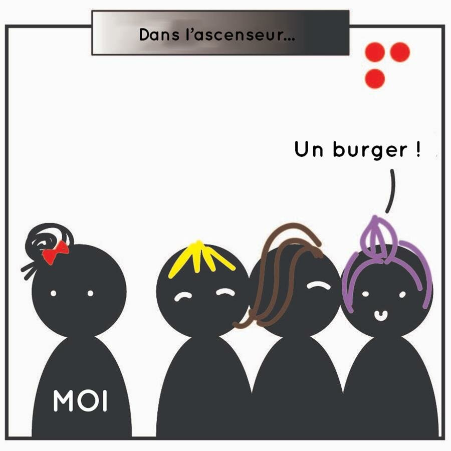bd, conversation, ascenseur, repas midi