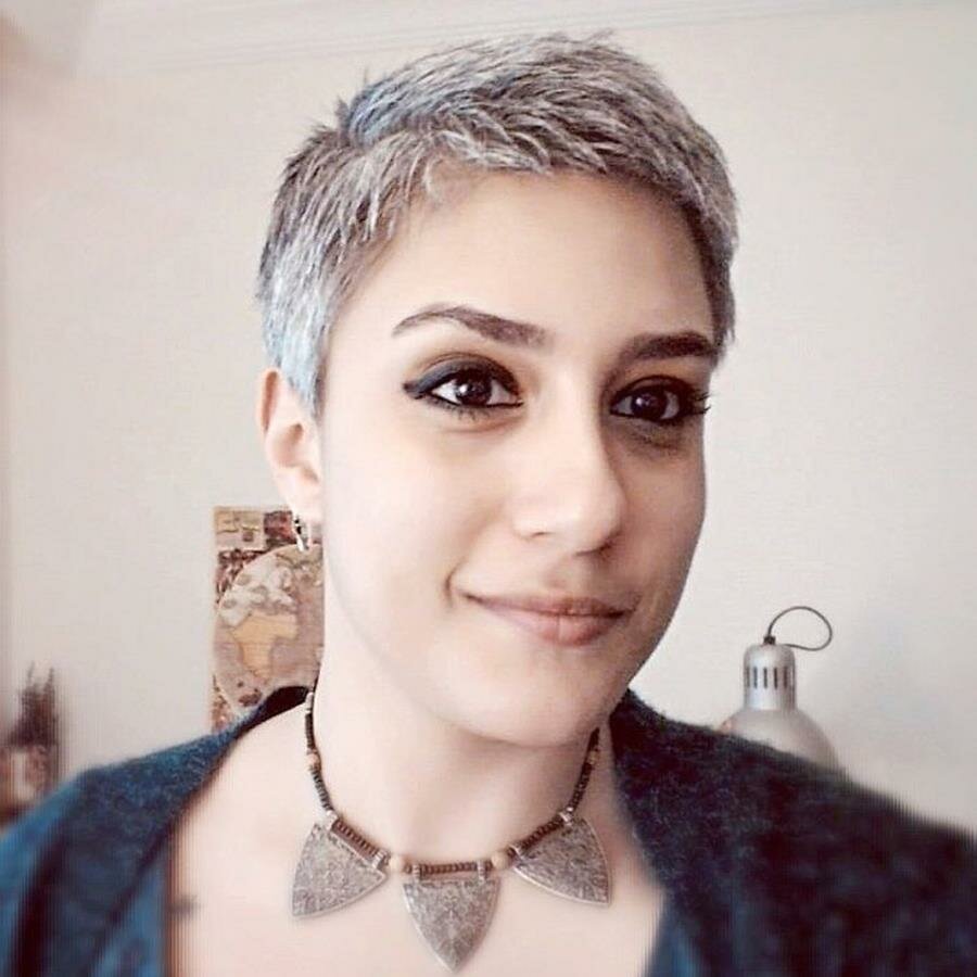 femme, cheveux gris, magnifique, cheveux, gris, blanc