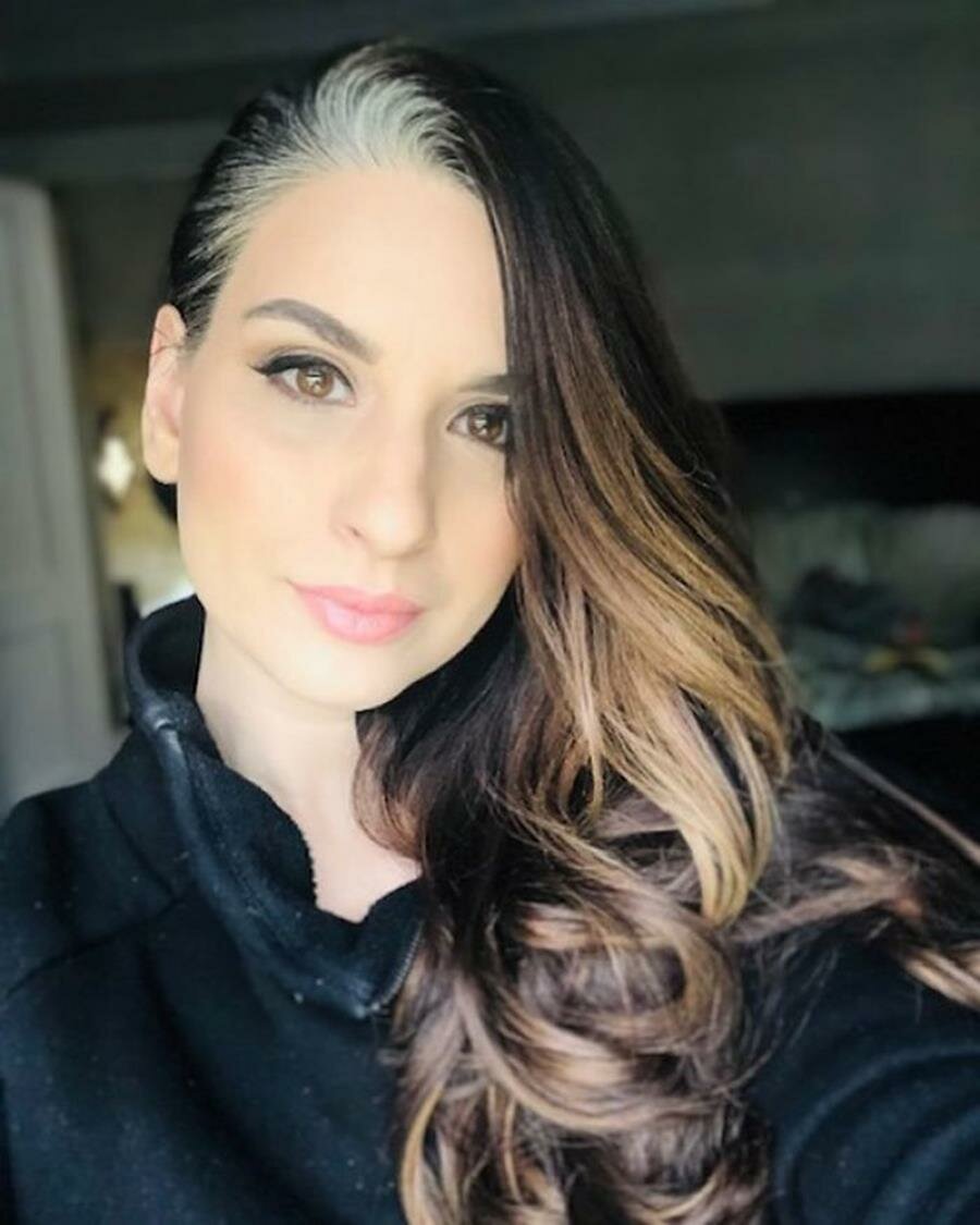 femme, cheveux gris, magnifique, cheveux, gris, blanc