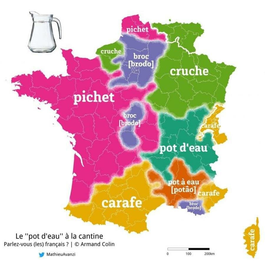langage, france, carte