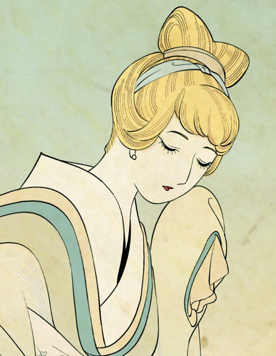 estampe japonaise, disney, cendrillon
