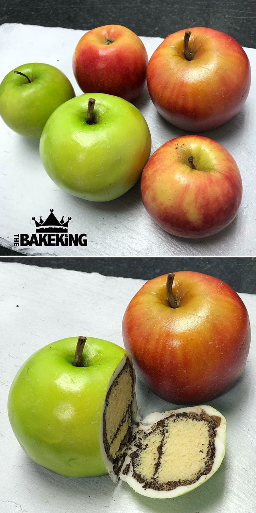 gâteau, trompe l??il, the bakeking, pommes