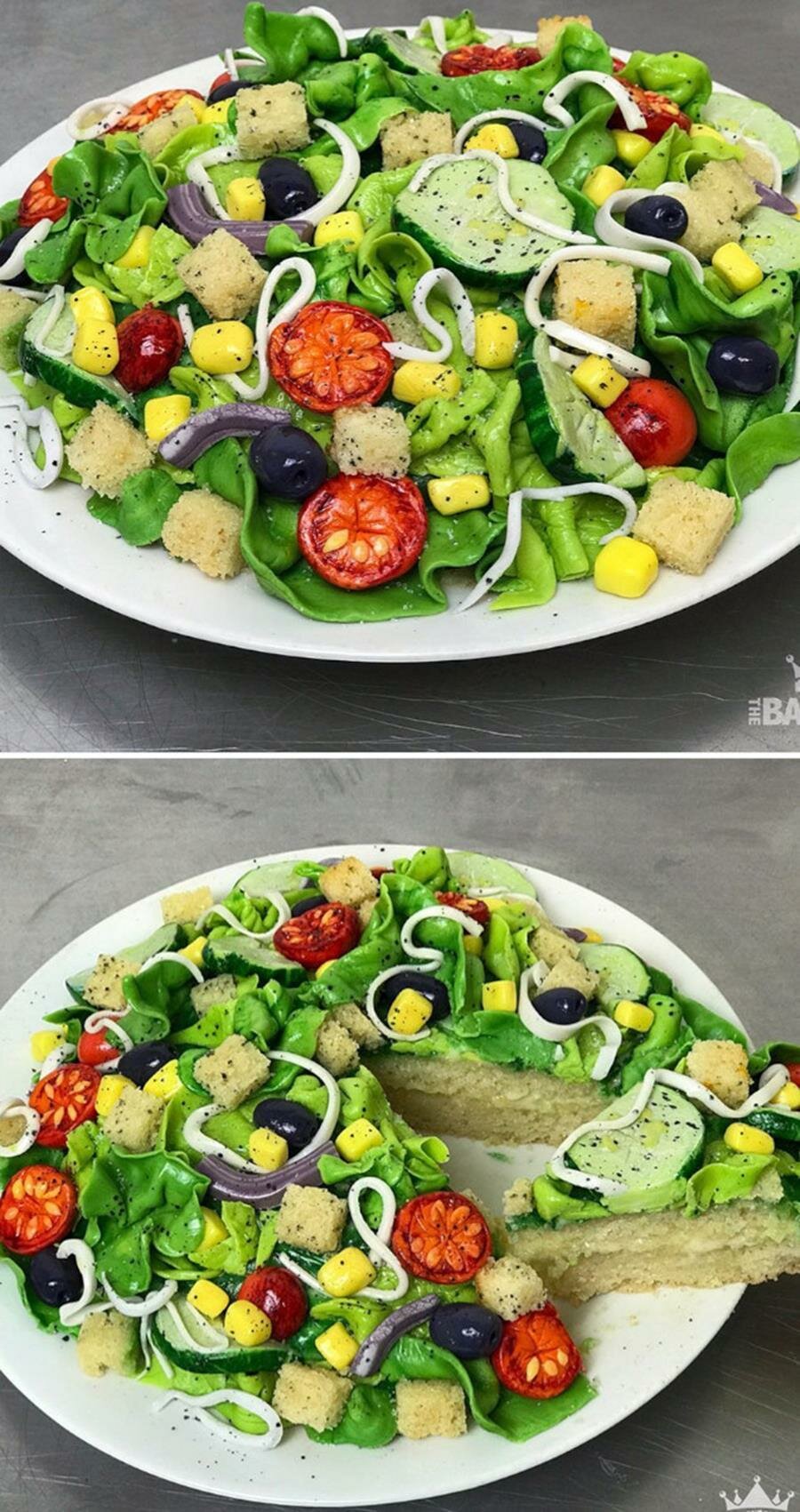 gâteau, trompe l??il, the bakeking, salade