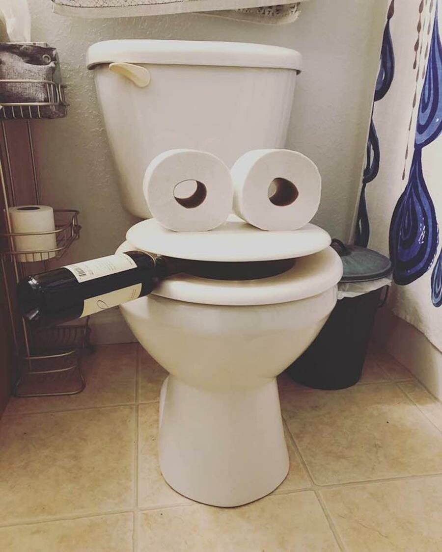 toilettes, personnage, amusant