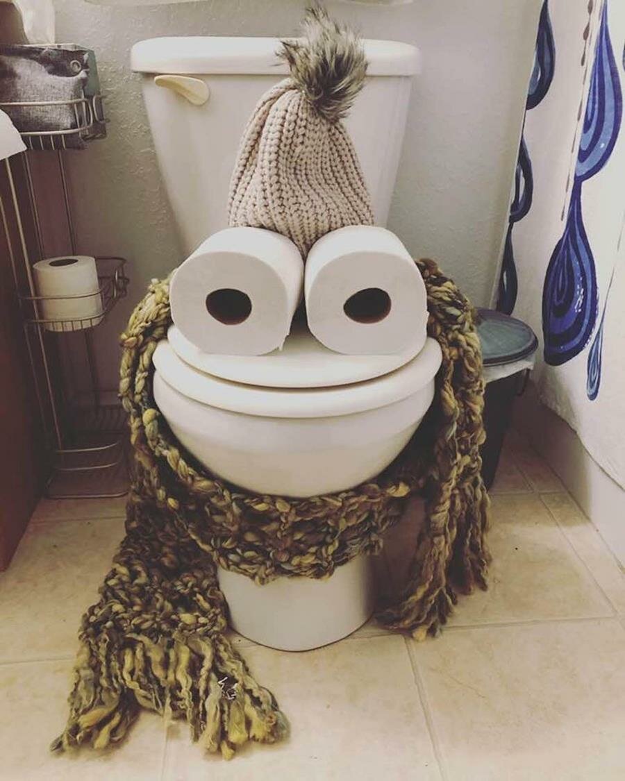 toilettes, personnage, amusant