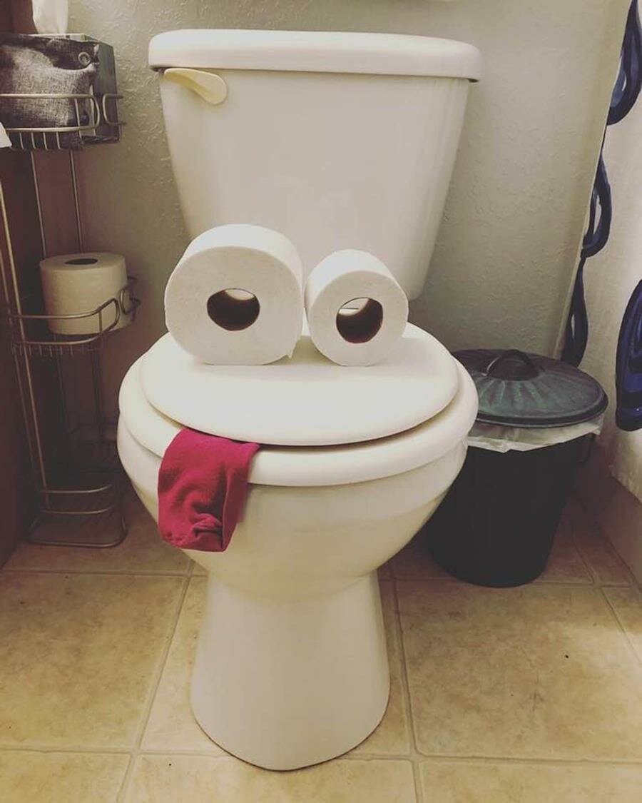 toilettes, personnage, amusant