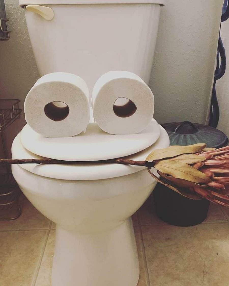 toilettes, personnage, amusant