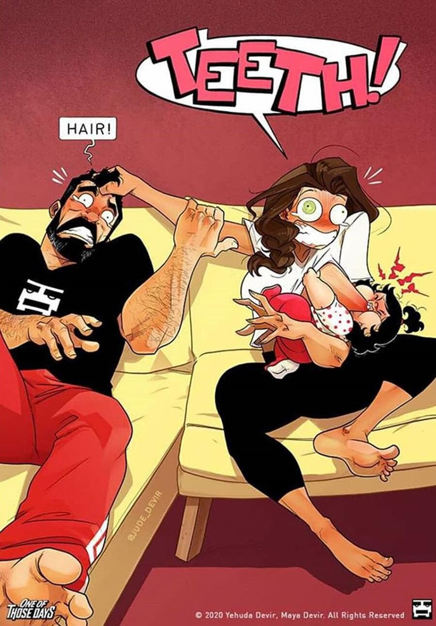 dessin, quotidien, couple