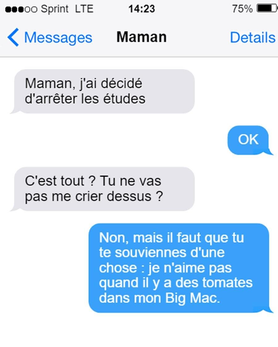 SMS, drÃ´le, capture d'Ã©cran