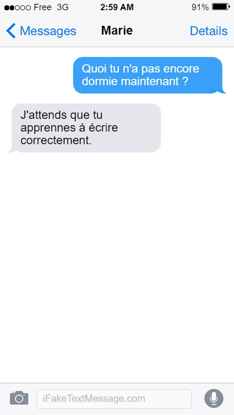 SMS, barré, fou