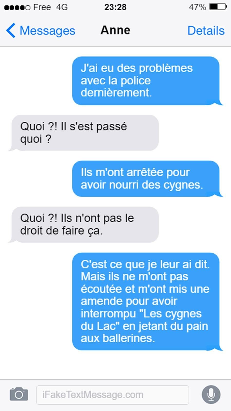 SMS, barré, fou