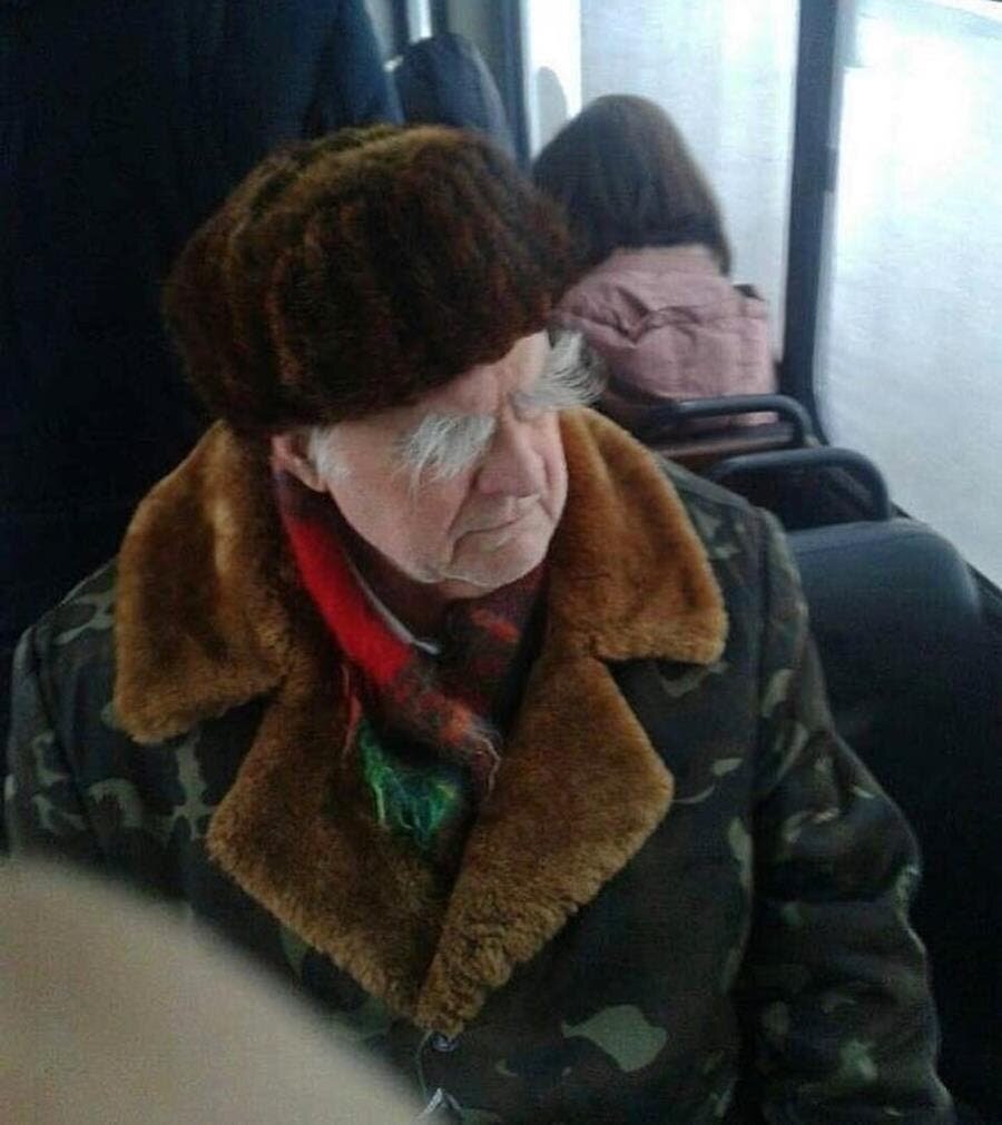 papy, sourcils, touffus