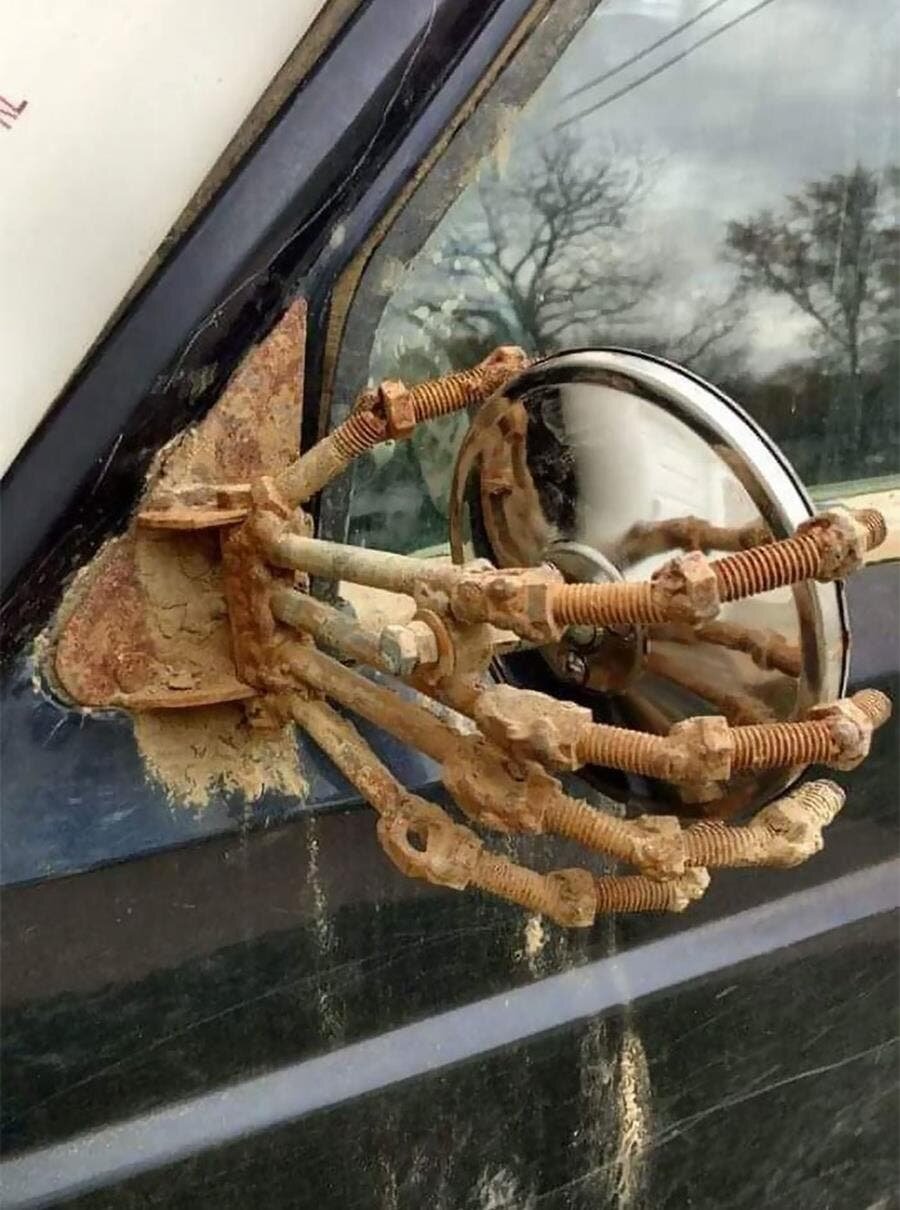 soudeur, voiture, rétroviseur