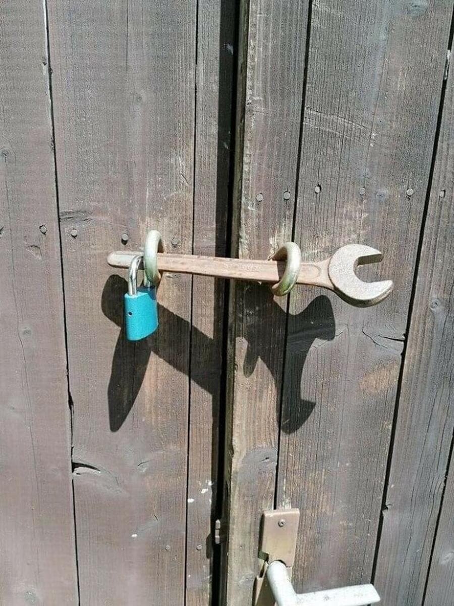 porte, verrou, clé à mollette