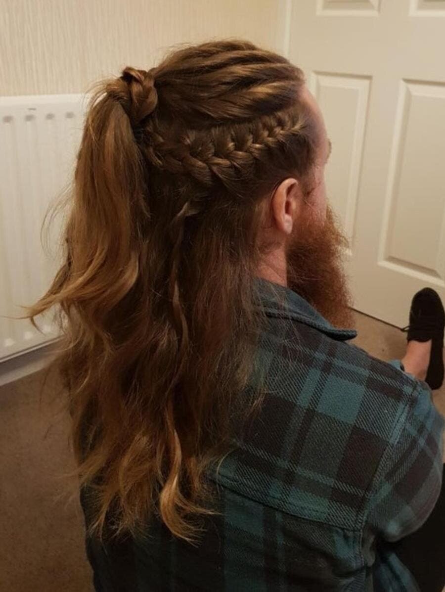 viking, cheveux, homme, tresse