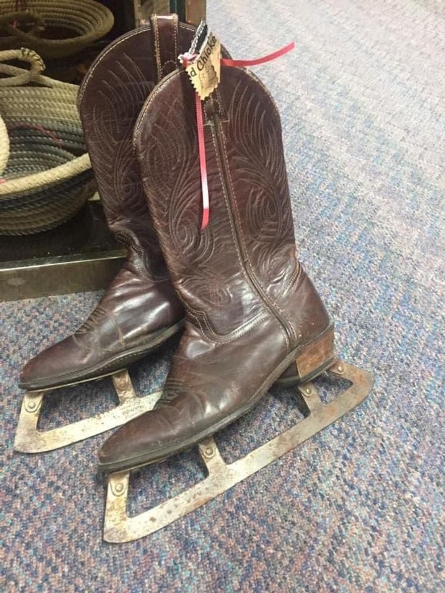patins, glace, cow-boy, country
