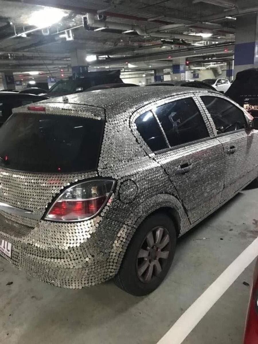 voiture, couverte, pièces, centimes, brillant