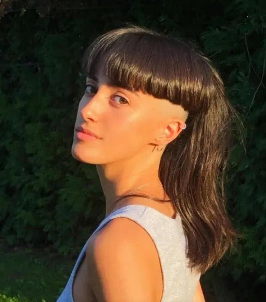 mulet, range, ratÃ©, coiffure, femme