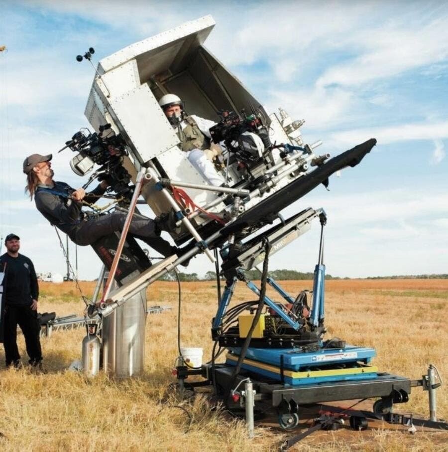caméraman, penché, machine, tournage