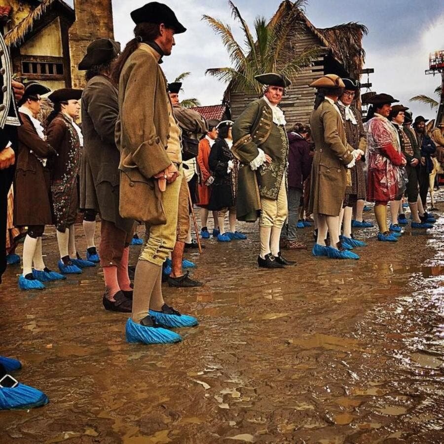 pirate, caraïbes, tournage, protège, chaussures