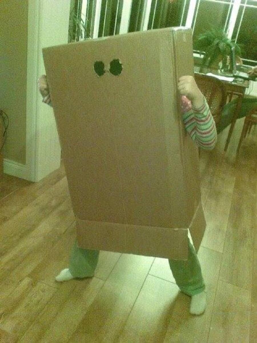 déguisement, carton, enfance, photo