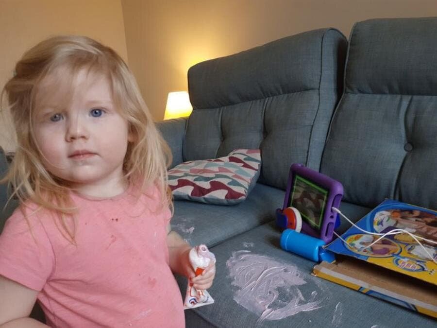 dentifrice, canapÃ©, enfant, humour