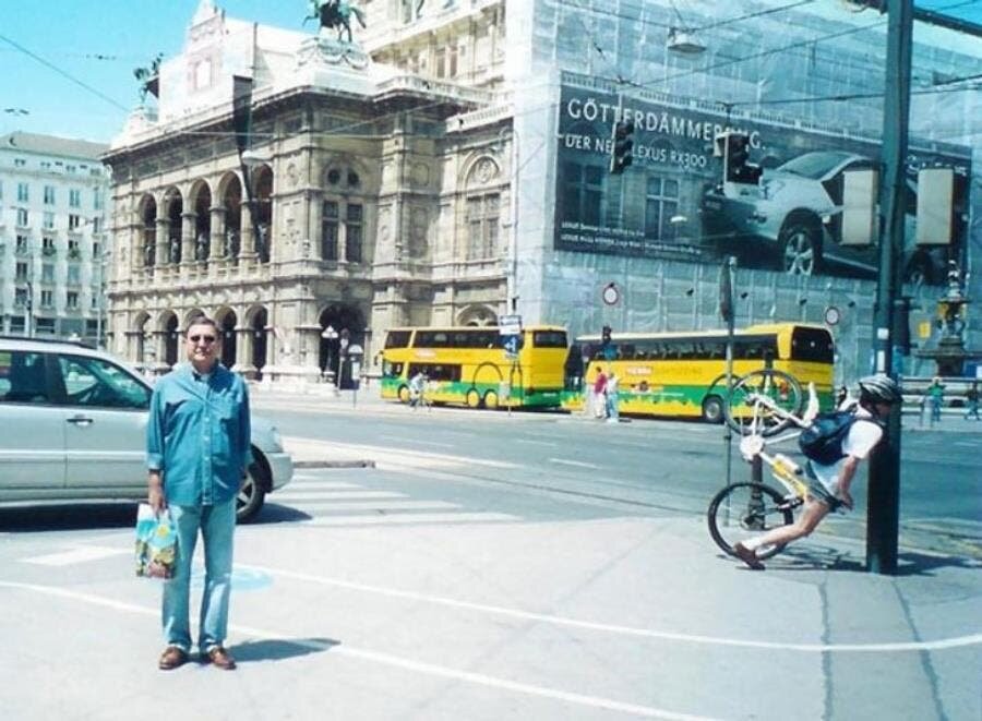 vélo, gamelle, karma, malchance, humour