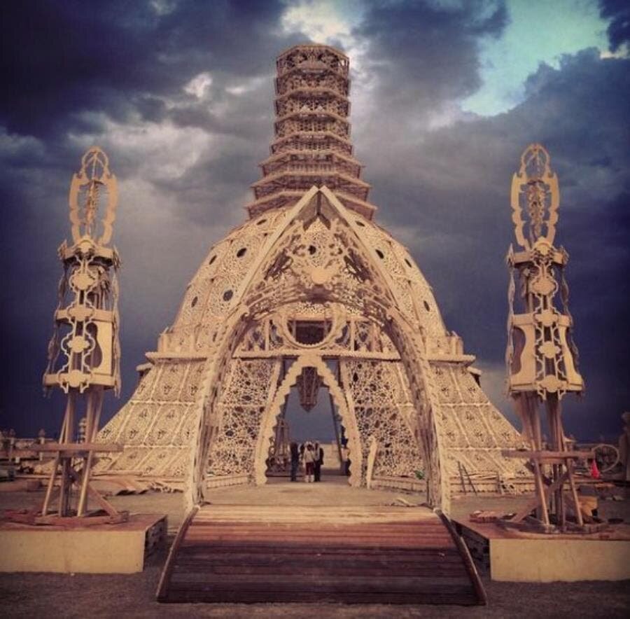 temple, construction, dÃ©sert, burning man